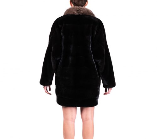 Mink Short Coat With Collar In, Black Coat Fur Trim Roblox